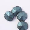 Handmade enamelled faceted hexagon glass bead blue metallic