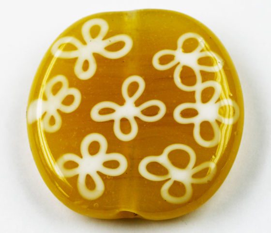 Flat glass beads with spiral flowers, 33 mm. Sold individually - Image 4