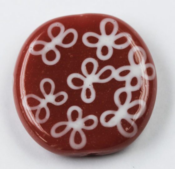 Flat glass beads with spiral flowers, 33 mm. Sold individually - Image 3