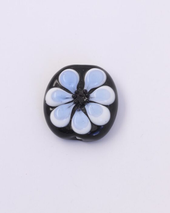 Handmade glass flower beads Blue