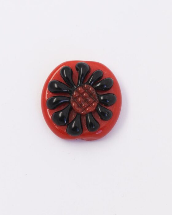 Handmade glass flower daisy Black & red
