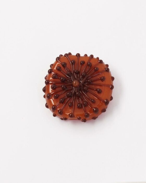 Handmade dandelion glass beads Brown on orange