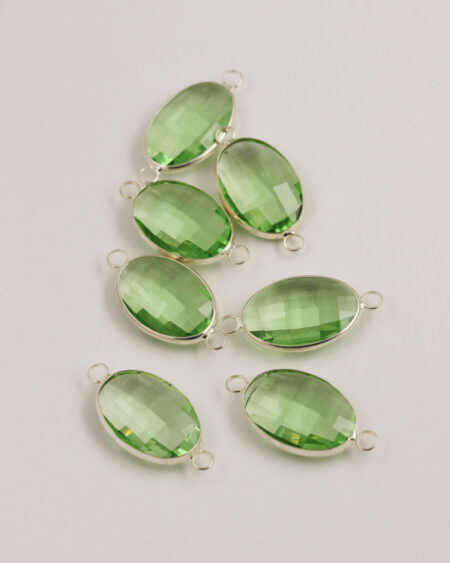 Oval Glass Link 2 rings 15x22mm Peridot