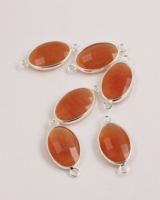 Oval Glass Link 2 rings 15x22mm Peach