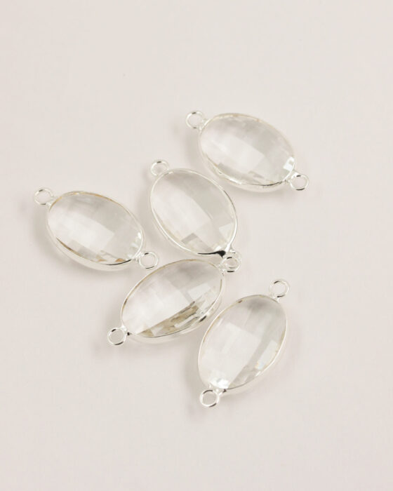 Oval Glass Link 2 rings 15x22mm Crystal