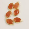 Oval Glass Link 2 rings Gold Casing 15x22mm Peach