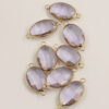 Oval Glass Link 2 rings Gold Casing 15x22mm Lavender