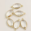 Oval Glass Link 2 rings Gold Casing 15x22mm Crystal