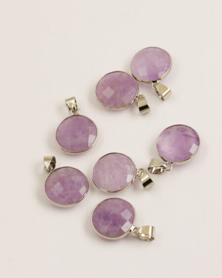 Amethyst pendant 16mm silver casing