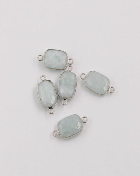 aquamarine rectangular link pendant silver