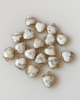 Howlite Faceted Heart Pendant 14x17mm. Sold individually