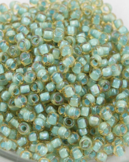 Toho seed beads size 6 Transparent Rainbow Light Topaz Sea Foam Lined