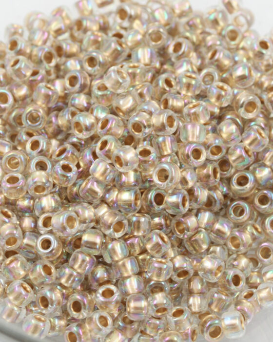 Toho seed beads size 6 Gold Lined Rainbow Crystal