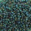 toho seed beads size 8 opaque rainbow frosted green emerald