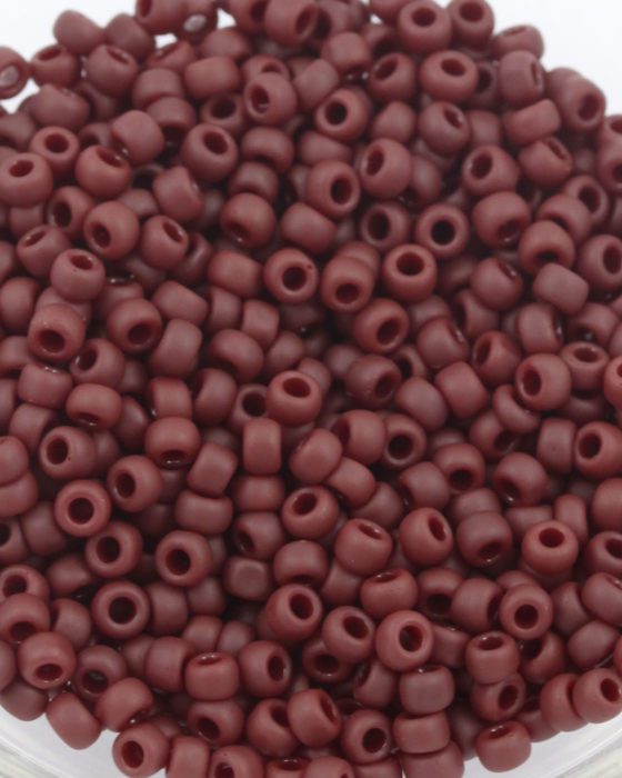 toho #8 seed beads opaque frosted oxblood