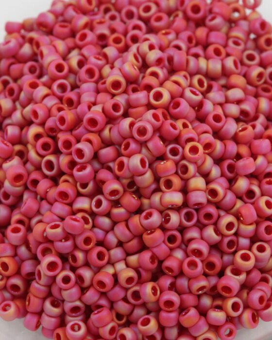 toho seed beads size 8 opaque rainbow frosted red
