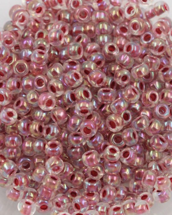 toho seed beads size 8 rainbow crystal strawberry lined