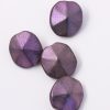 Handmade enamelled faceted hexagon glass bead Purple iridescent