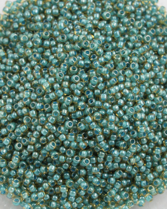Toho seed beads size 11 inside colour Jonquil Turquoise Lined
