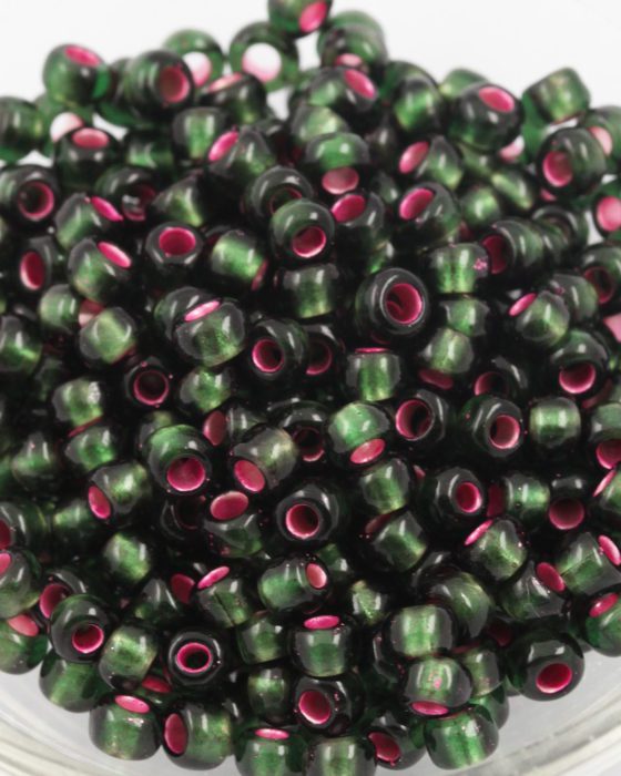 silver lined olivine #6 seed beads