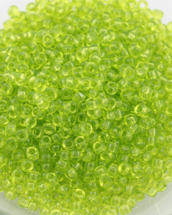 Toho transparent seed beads size 8 Lime