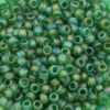 toho #8 seed beads transparent rainbow frosted grass green