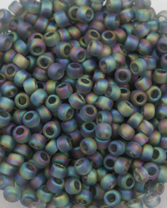 toho #8 seed beads transparent rainbow frosted grey
