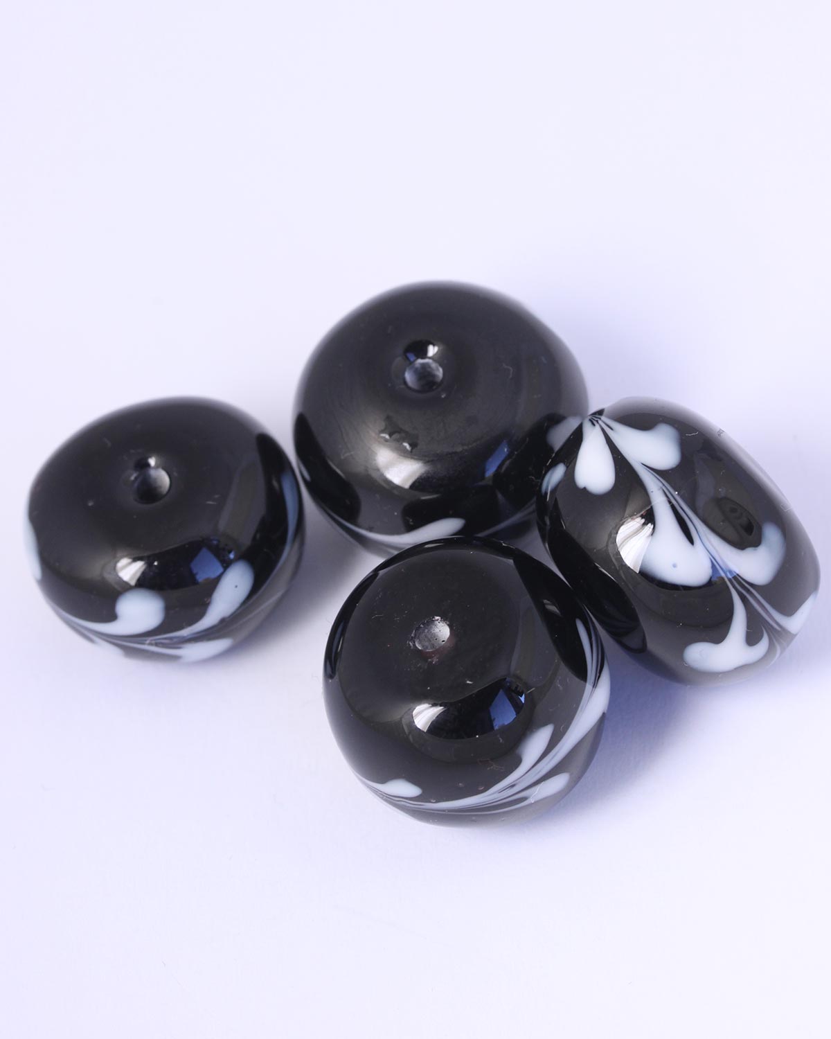 Handmade cushion shape glass beads 28x22mm Black