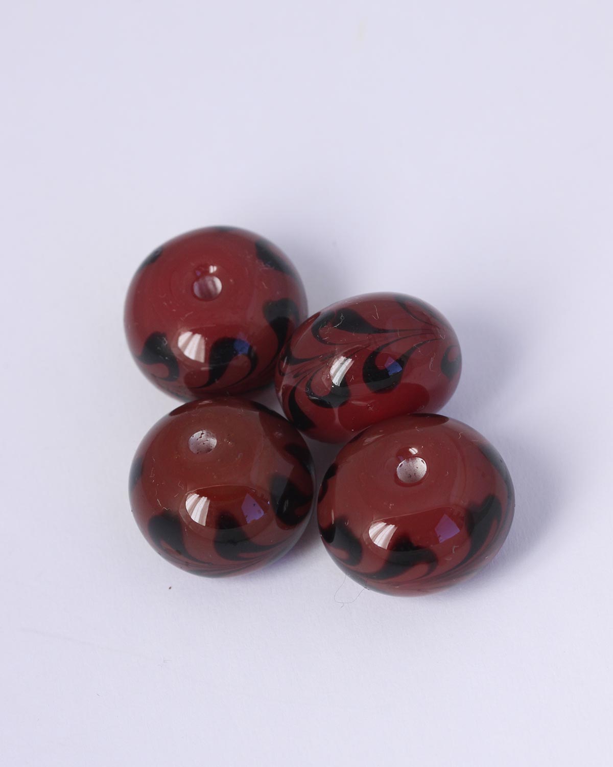Handmade cushion shape glass beads 16x22mm Red