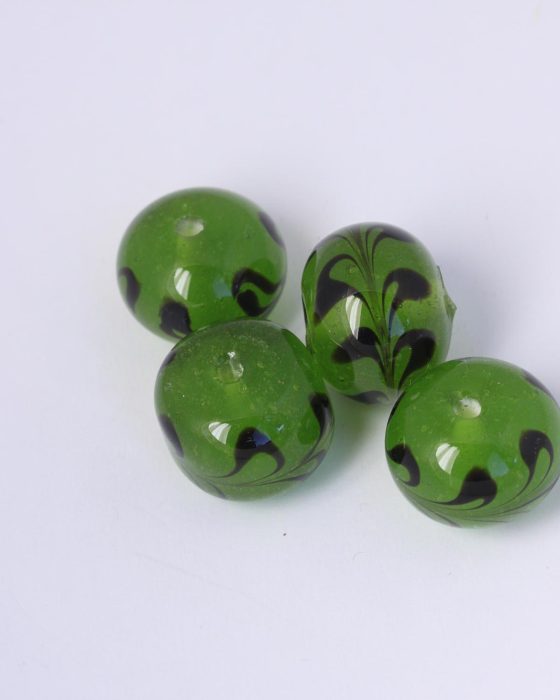 Handmade cushion shape glass beads 16x22mm Lime