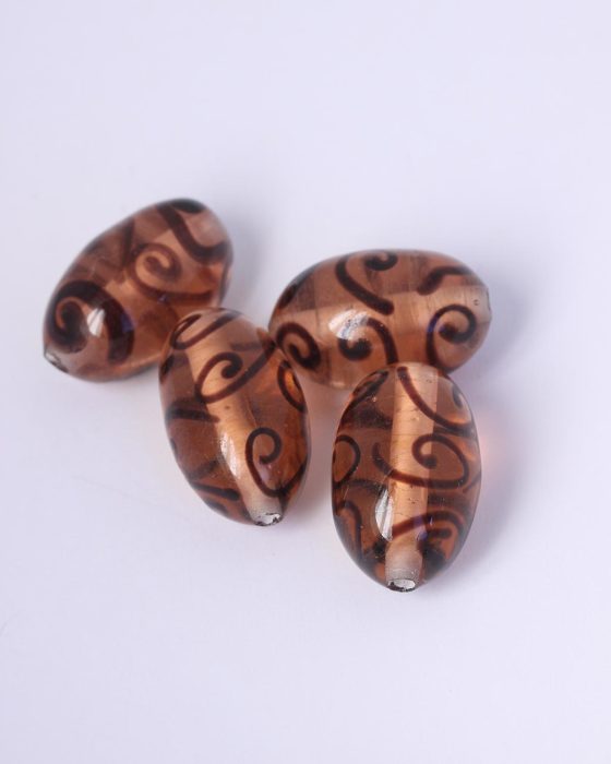 Handmade olive glass beads 16x30mm Bronze