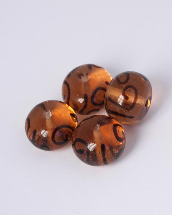 Handmade cushion shape glass beads 16x22mm Bronze