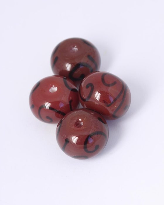 Handmade cushion shape glass beads 16x22mm Red