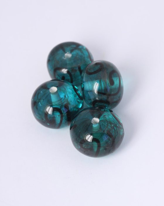 Handmade cushion shape glass beads 16x22mm Turquoise