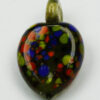 Handmade heart pendant Green with blue and red dots