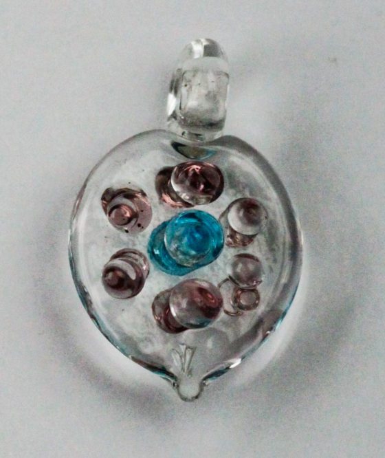 Handmade heart pendant Pink and blue