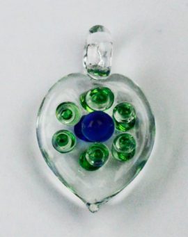 Handmade heart pendant green and blue