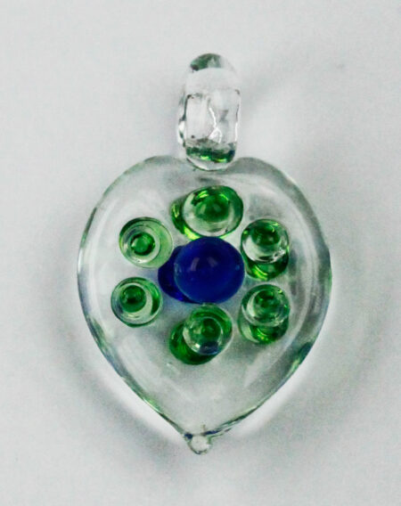 Handmade heart pendant green and blue