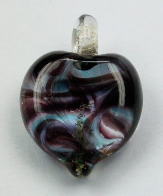 Handmade heart pendant Paua looks