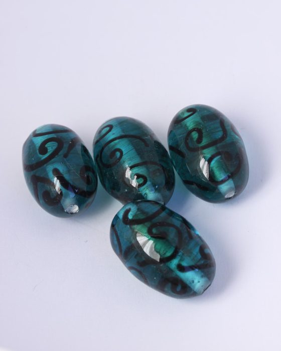 Handmade olive glass beads 16x30mm Turquoise