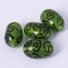 Handmade olive glass beads 16x30mm Lime