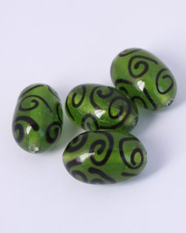 Handmade olive glass beads 16x30mm Lime
