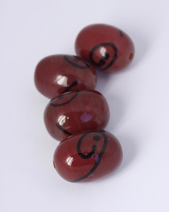 Handmade olive glass beads 16x30mm Red