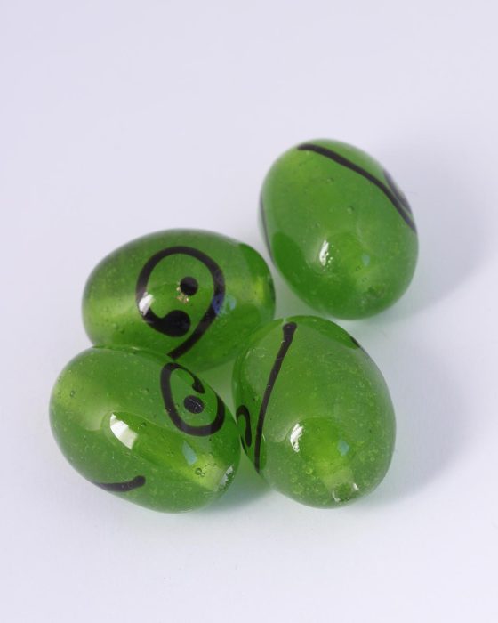 Handmade olive glass beads 16x30mm Lime