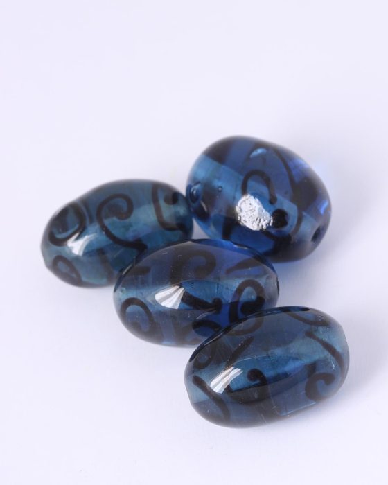 Handmade olive glass beads 16x30mm Denim