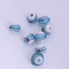 Handmade glass beads with trails 12x13mm Turquoise