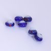 Handmade glass beads with trails 12x13mm Navy