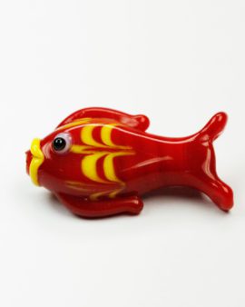 Glass fish bead red