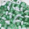 Handmade round creases glass beads 8-9mm white & green