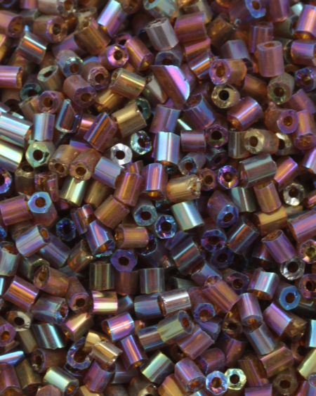 Bugle Beads 2 mm Opaque Bronze Iridescent